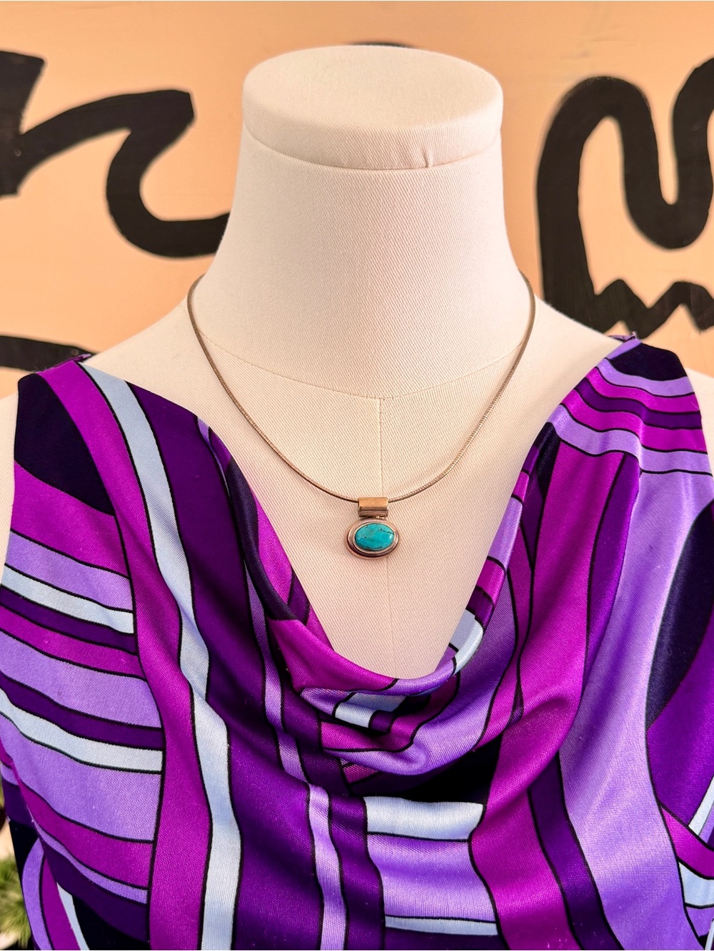 Vintage Purple Abstract Cowl Neck Top Pucci Inspired - Picture 3 of 6
